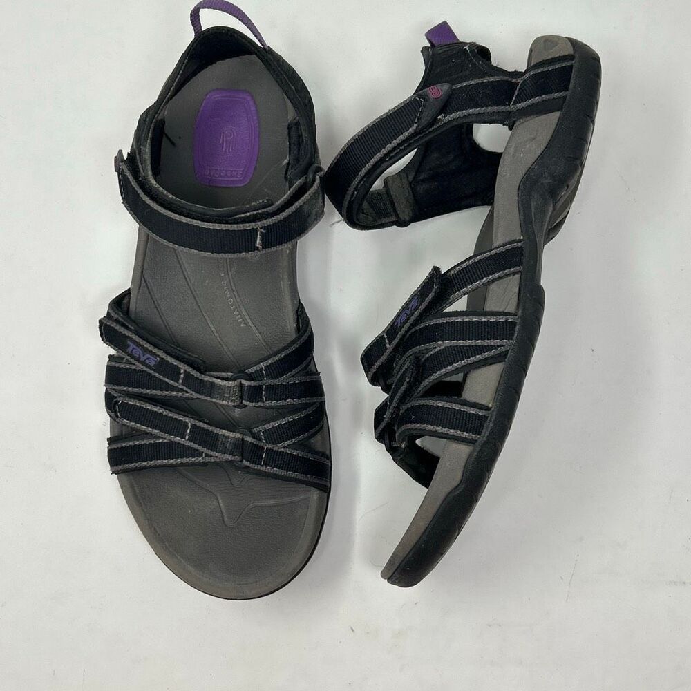 TEVA TIRRA BLACK STRAPPY WATER SANDALS Women’s Sz 9.5 Adjustable Hiking Outdoors